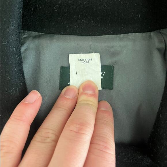 J.Crew Ruffled 100% Wool Vintage Coat Black Size 8 - Picture 4 of 4